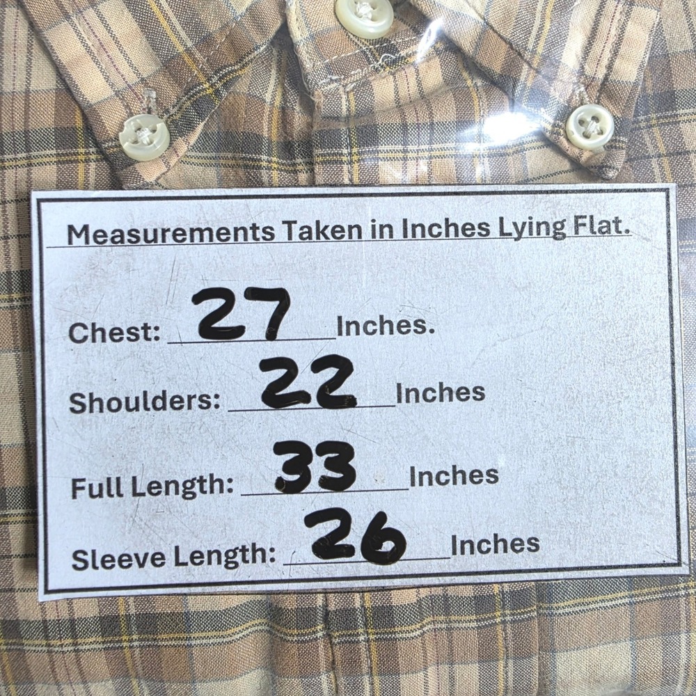 Ralph Lauren Blake Shirt Mens XL Tan Brown Plaid Long Sleeve Button Down Cotton - Picture 5 of 12